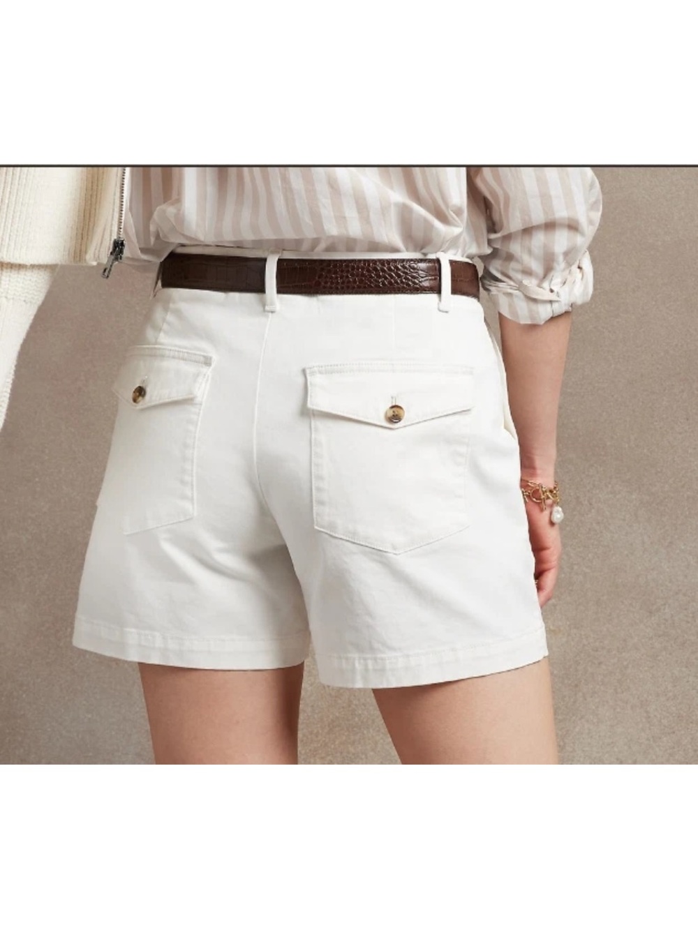 Banana Republic authentic chino White High-Rise Button Back-Pocket Shorts 16P